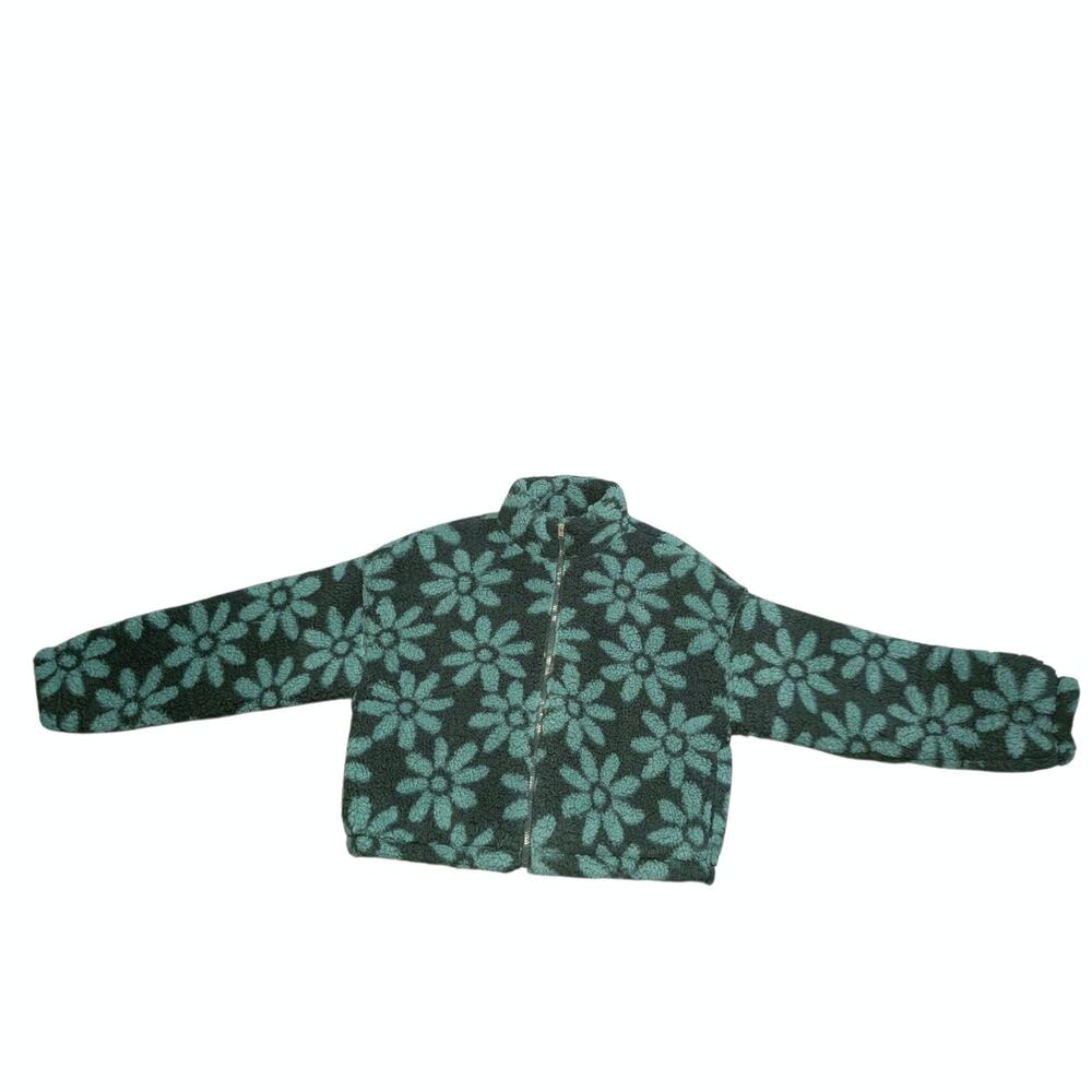 Hollister Women's Daisy Floral Sherpa Fleece Full-Zip Jacket Size M Super Soft